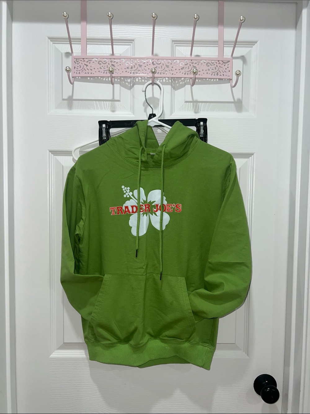 Trader Joe's Green Hoodie with Floral Logo